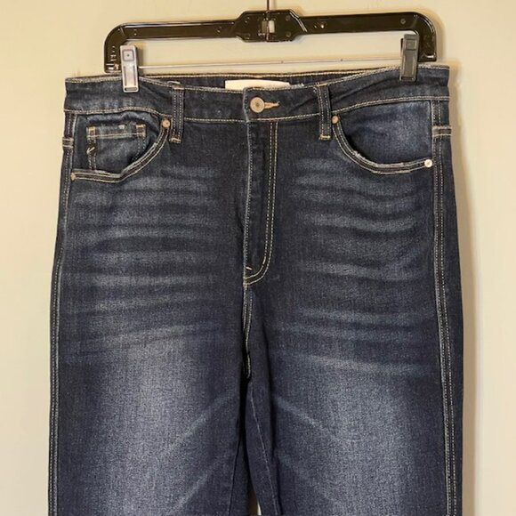 Kancan Luke High Rise Flare Jeans Comfort Stretch Denim Dark Wash 11/29 - Picture 3 of 9